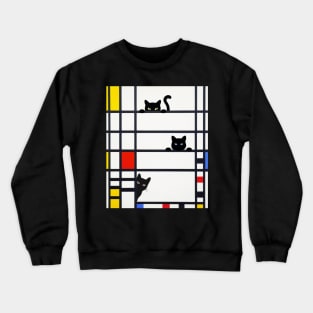 Mondrian Trafalgar Square with Cute Funny Cats Crewneck Sweatshirt